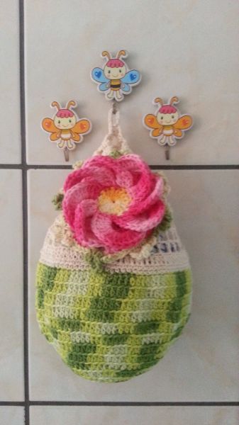 Puxa Saco Artesanal Croche Barbante